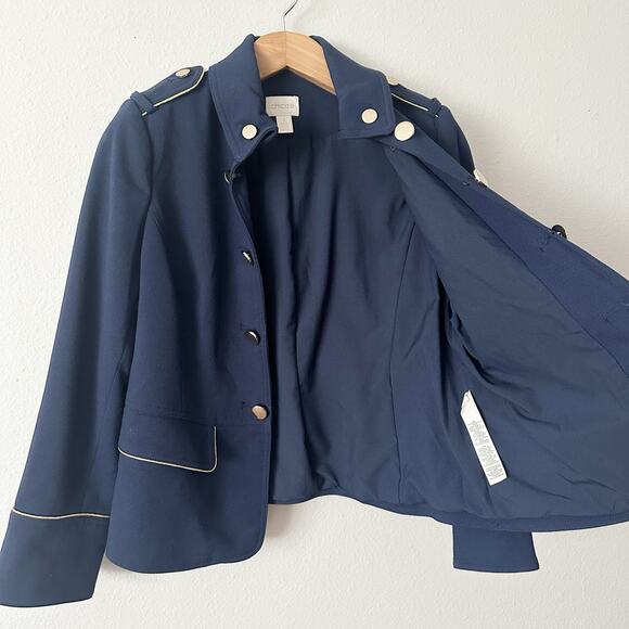 Chico’s Size 1 Navy Military Gold Button Blazer Women’s Size Medium Size 8 - Picture 7 of 15